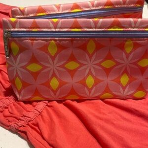 Clinique Pink and Yellow Geometric Cosmetic Bag